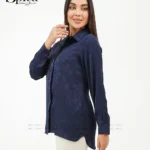 شومیز جلو دکمه ساتن طرح دار