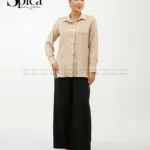 شومیز جلو دکمه ساتن طرح دار