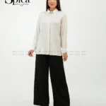 شومیز جلو دکمه ساتن طرح دار