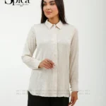 شومیز جلو دکمه ساتن طرح دار