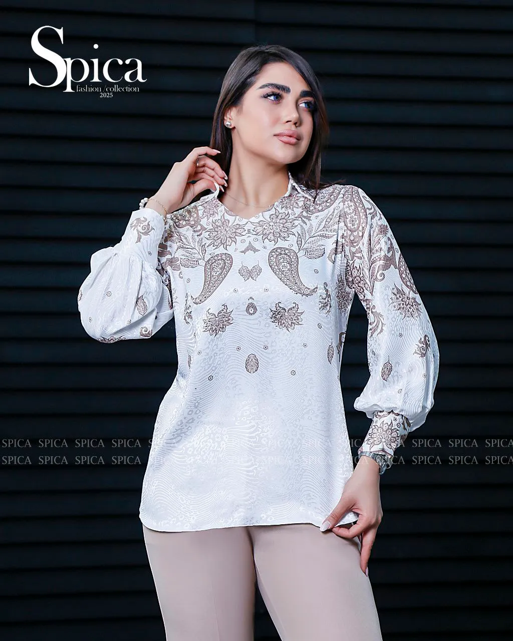 شومیز جلو بسته طرح بته جقه ای عمده